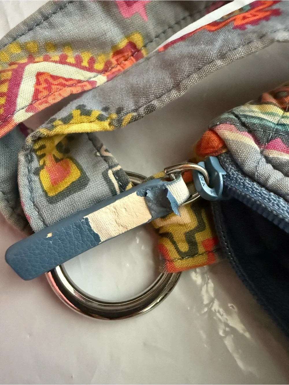 Vera Bradley Gray Quilted Crossbody with Multicolor Geometric Print